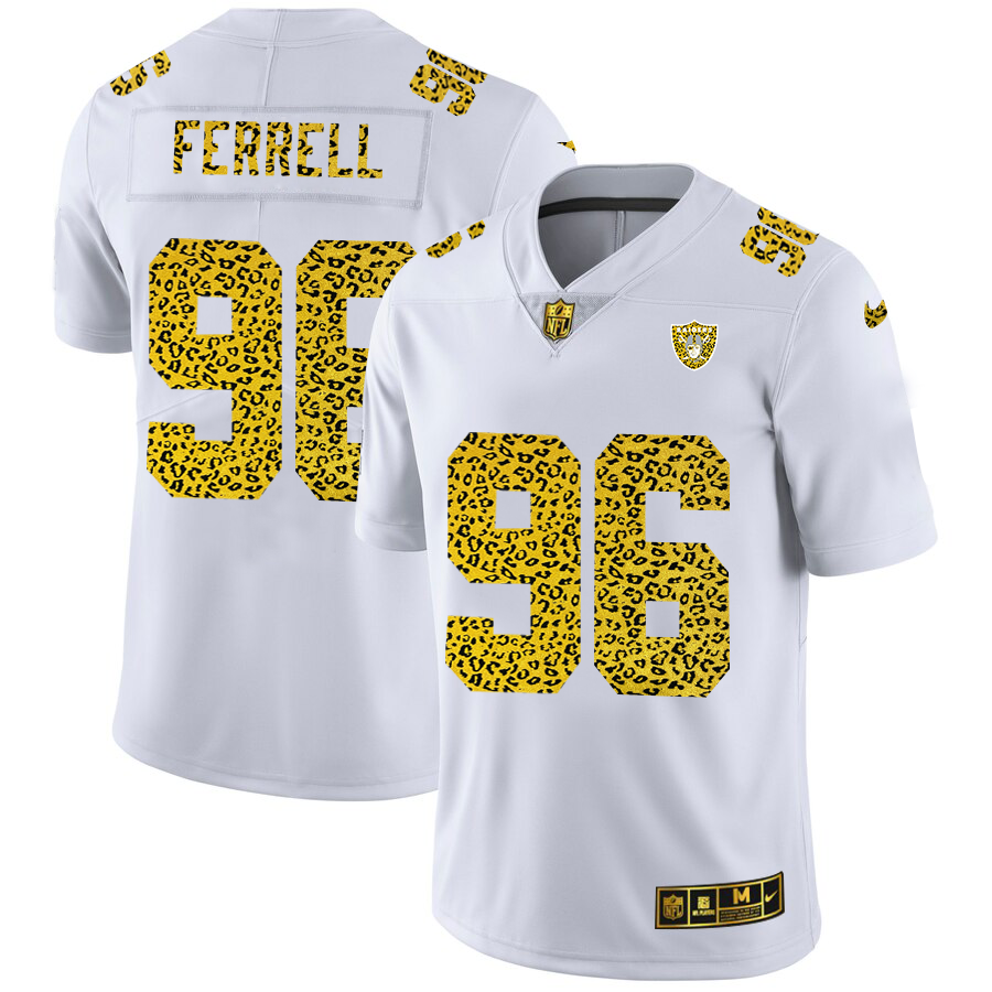 Las Vegas Raiders #96 Clelin Ferrell Men Nike Flocked Leopard Print Vapor Limited NFL Jersey White->oakland raiders->NFL Jersey